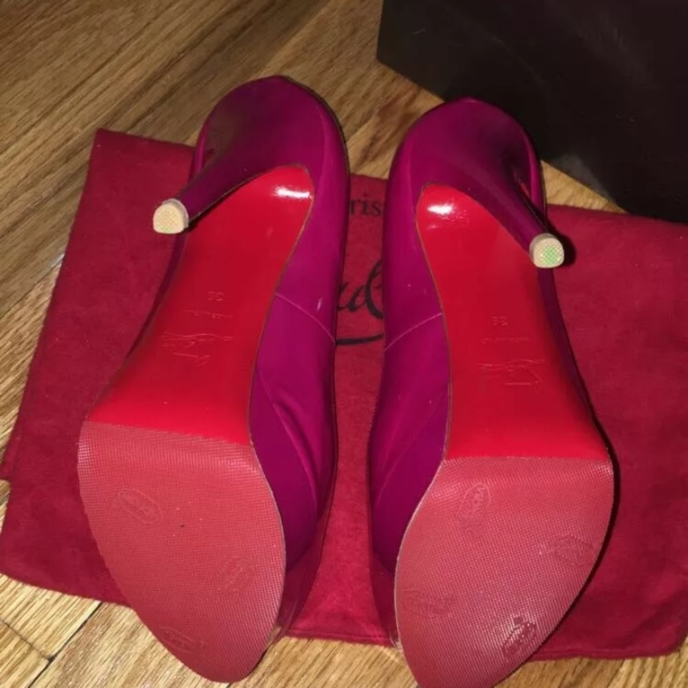 Christian Lounoutin lady peep Fuchsia heels - Picture 6 of 7